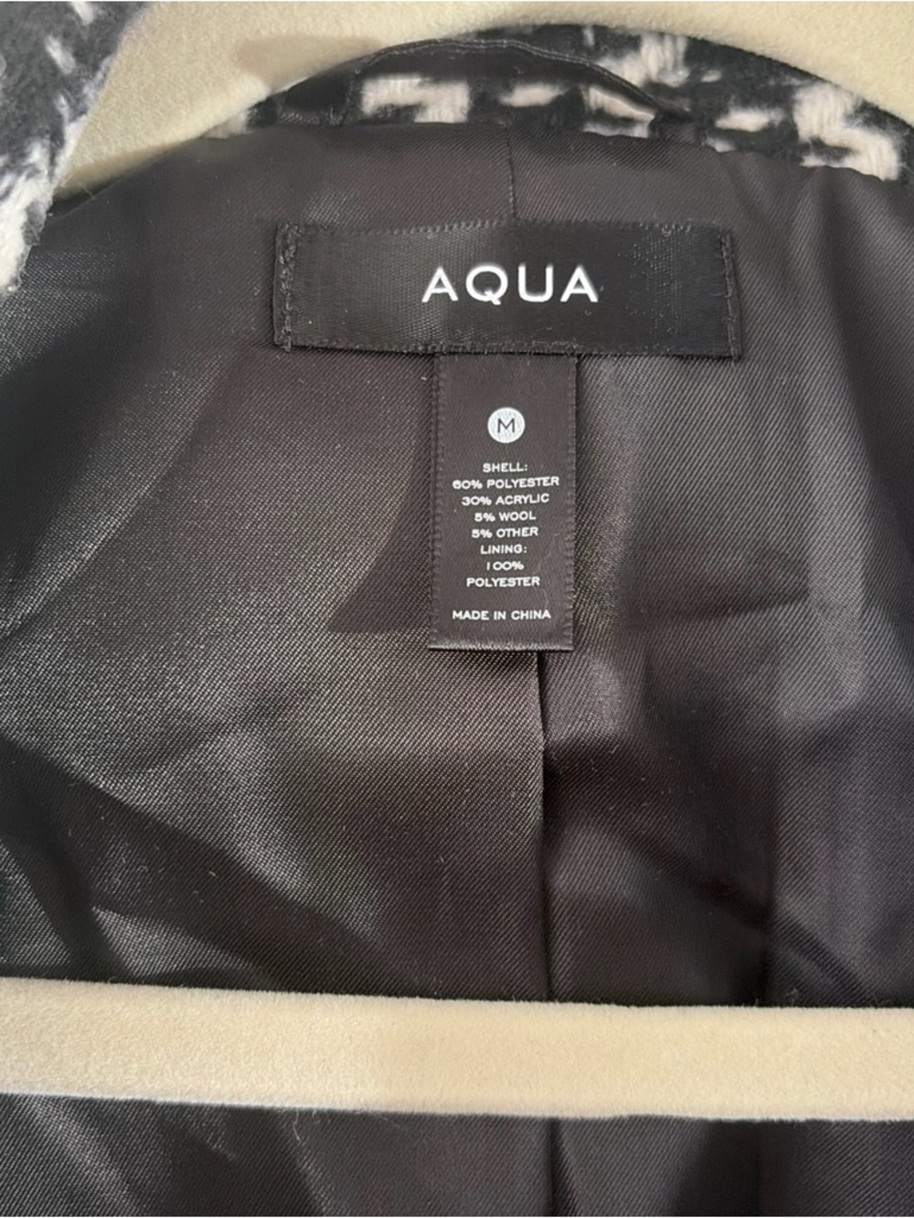 Aqua 100% Exclusive Houndstooth Knee Length Jacket Size Medium - Picture 9 of 9
